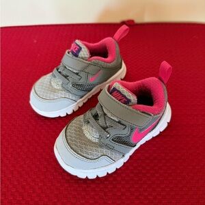 Nike Kids Gray and Pink Velcro Sneakers